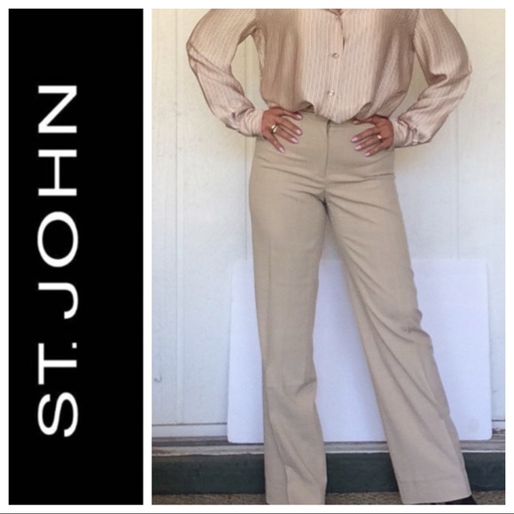 ST. JOHN WOOL CREAM HIGH WAIST TROUSERS SI… - Picture 3 of 8